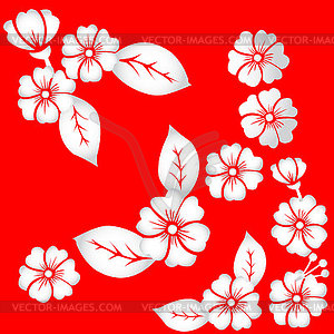 Pattern of stylized flowers and leaves of bright - vector image