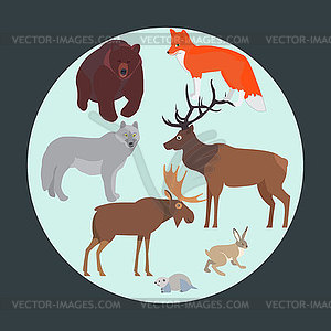 Концепция лесных животных, расположенных по кругу. - клипарт в векторе / векторное изображение