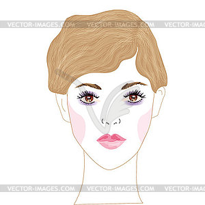 Портрет молодой красивой женщины с красивой - векторный клипарт / векторное изображение
