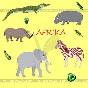 Set of African flora and fauna,  - vector clipart