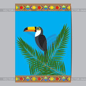 Bright summer with African birds and tropical p - vector image