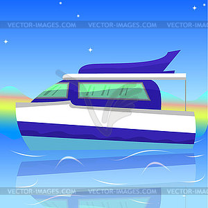 Cartoon ship, boat, yacht, boat against se - vector clipart / vector image