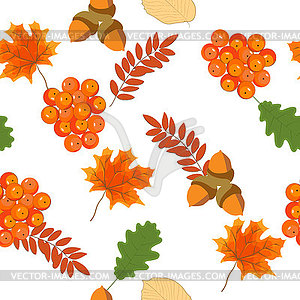 Яркий осенний бесшовный узор с листьями и - изображение в формате EPS