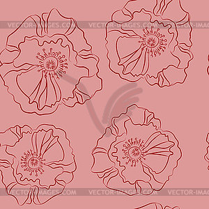 Linen doodle flower seamless pattern. Simple b - vector clip art