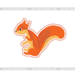 Funny animals sticker. cute beautiful red - vector image