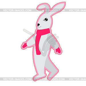 Funny animals sticker. cute Bunny with th - vector EPS clipart