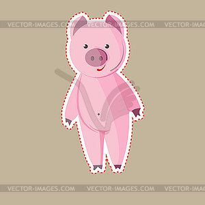 Cute pig style retro cartoon, , baby label - vector image