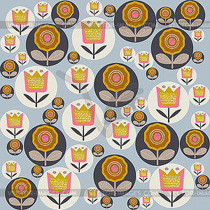 Floral pattern in Scandinavian style - vector clip art