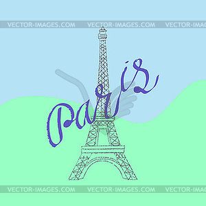 World famous landmark series: Eiffel Tower, Paris, - vector clipart