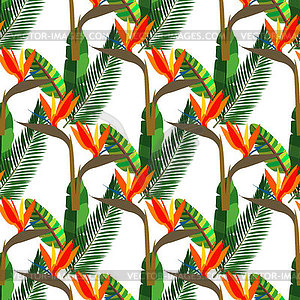 Exotic seamless Botanical pattern with green p - vector EPS clipart