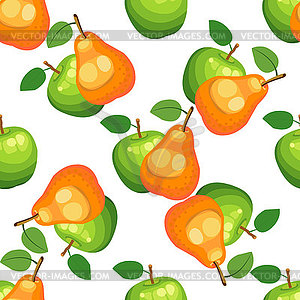 Apples and pears seamless pattern - vector clipart