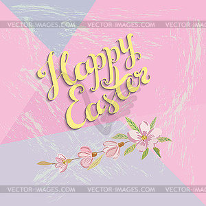 Happy Easter lettering on pastel background. - vector clip art