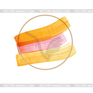 Watercolor brush strokes and round linear Golden - vector image