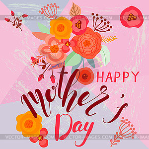 Happy mothers day card with floral decoration, - vector clip art