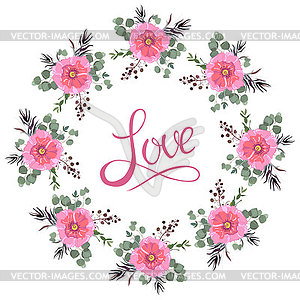 Wedding or holiday wreath . Delicate flowers on - vector clipart