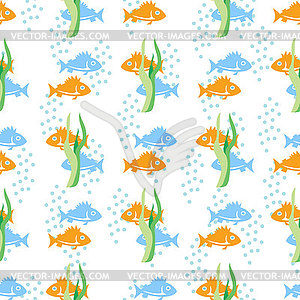 Seamless pattern with sea animals. Contour, li - vector image