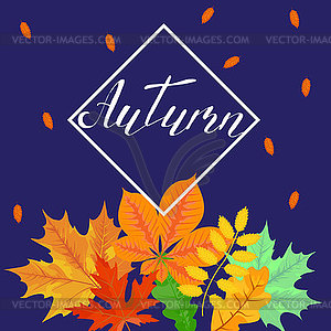 Frame with colored autumn leaves for bright, - vector clipart