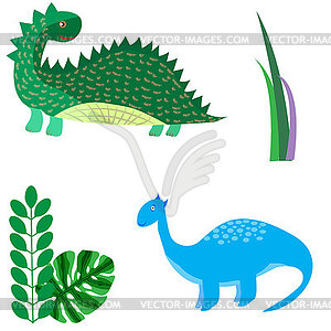Cartoon dinosaurs monster animal dino prehis - vector clipart