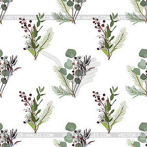 Seamless pattern of foliage natural branches, - royalty-free vector image