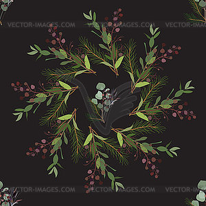 Seamless pattern of foliage natural branches, - vector clip art