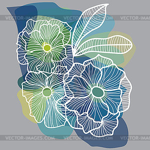 Красивый ботанический рисунок с полевыми цветами, - векторный клипарт / векторное изображение