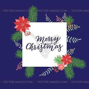 Merry Christmas calligraphy greeting card. - vector clipart