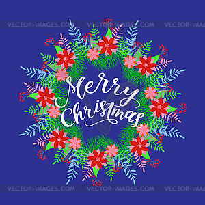 Merry Christmas calligraphy greeting card. - vector image