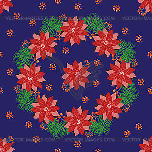 Christmas wreath with fir tree Wreath with berries - royalty-free vector image