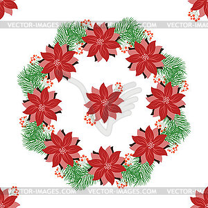 Christmas wreath with fir tree Wreath with berries - vector clip art