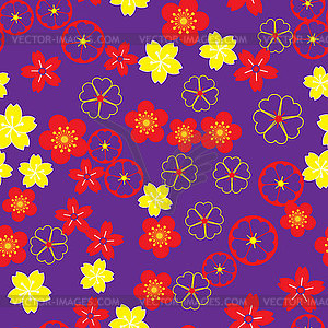 Valentine seamless pattern with stylized sakura - vector clip art