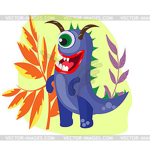 Funny, cute monsters on background of fantastic - vector clipart / vector image