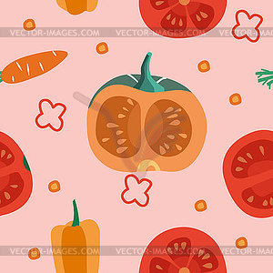 Collection of different vegetables, seamless patter - vector clipart