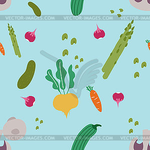 Collection of different vegetables, seamless patter - vector image