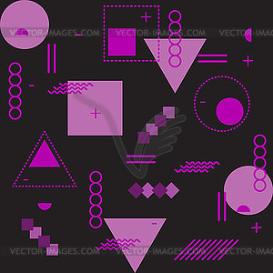 Trendy geometric elements memphis cards, seamless - vector clipart