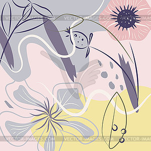 Contemporary silk scarf with florals pattern. - vector image