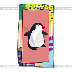 Card with cute decorative animal in original - vector EPS clipart