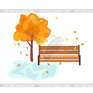 Cartoon city Park in flat style. piece of Park - vector image