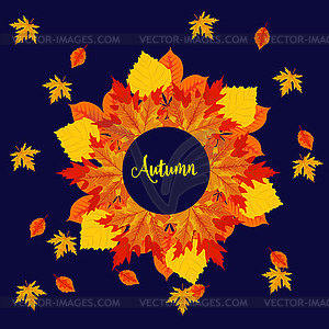 With colorful autumn leaves and lettering for brigh - vector clip art