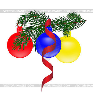 Christmas card with spruce branch, beautiful, brigh - vector clipart