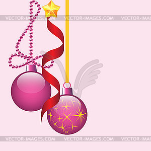 Christmas balls with gold stars and various - vector clip art