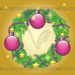 Christmas wreath. Retro abstract banner with - royalty-free vector clipart