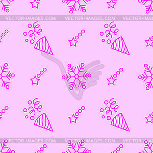 New year and Christmas linear symbols, seamless - vector image