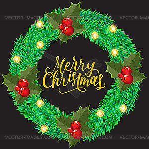 Christmas wreath. Retro abstract banner with - vector clip art