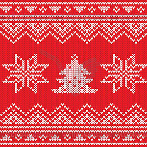 Knitted product with Christmas elements, sweater - vector clip art