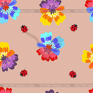 Pattern with spring flowers of violets, as well as - vector clip art