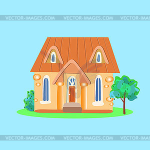 Fantasy house for fairy-tale characters in style - vector clipart