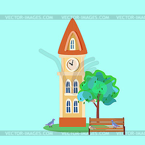 Фантастический домик для сказочных персонажей в стиле - векторизованное изображение клипарта