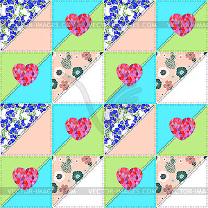 Stylish seamless pattern in style of patchwork, - vector image