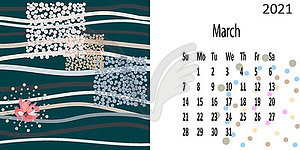 2021 calendar-week starts on Sunday, - vector clip art