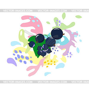 Splash and fall, movement of liquid, black currant - vector image